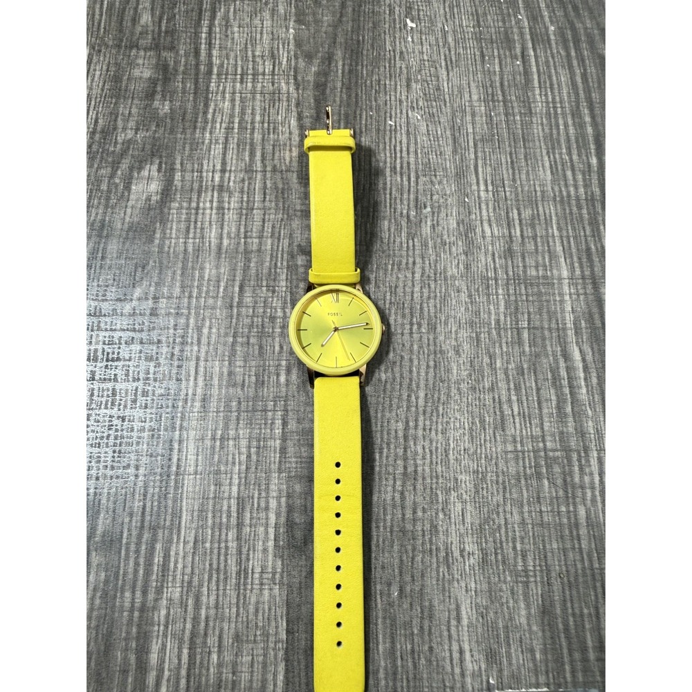Fossil Women's Watch Yellow Leather Strap Needs Battery